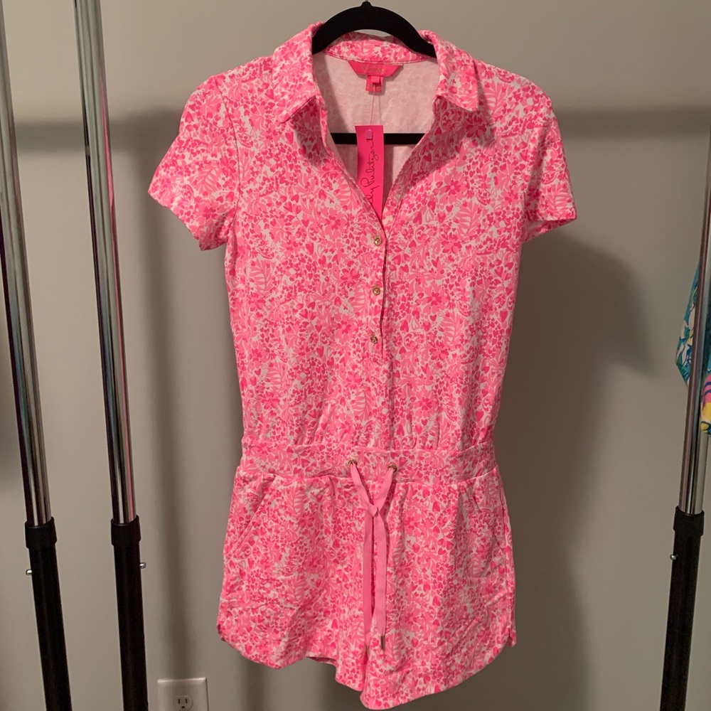 NWT Lilly Pulitzer Jorgie Romper XS - Pink Shandy Invest A Gator